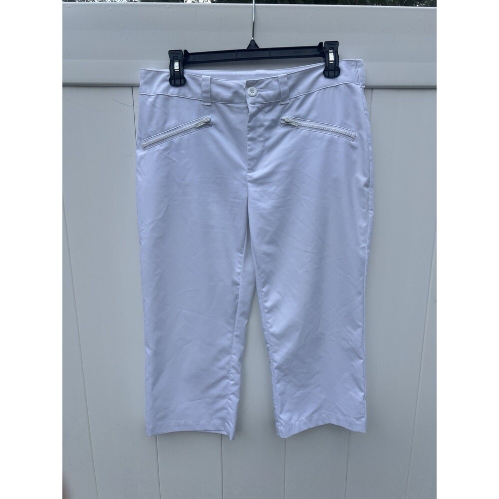 FILA Sport Womens 8 White Capri Golf Athletic Pants Zippered Pockets